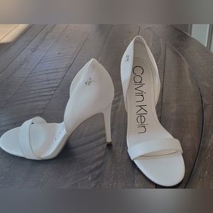 White open toe stilettos